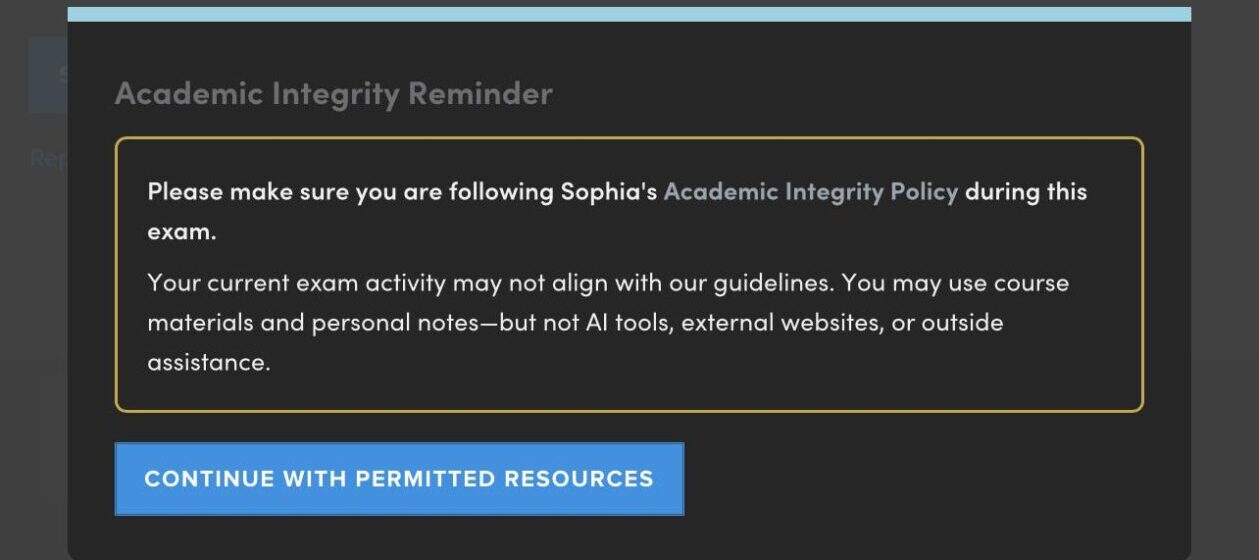 violating sophia academic integrity